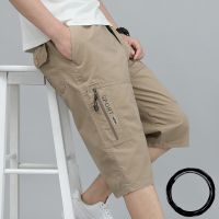 Summer Vintage Mens Short Multiple Pockets Plus Size Elastic Waist Work Hot Loose Army Green Male Cargo Casual Shorts Male