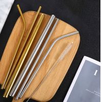 AJOYOUS Stainless Steel Straw Set Plastic Straws Drinking Tubes Drinkware Drink Straws Eco-Friendly Metal Straw Reusable Straw Specialty Glassware