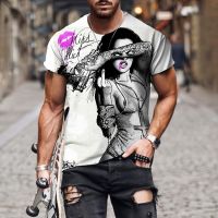 Oversized Mens T-shirt Cold Beauty 3d Print Fashion Harajuku Street Casual New Crewneck Short Sleeve Summer Tee Shirt Male Tops