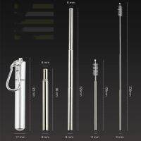 Reusable Telescopic Straw 304 Stainless Steel Metal Straw With Cleaning Brush Portable Drinking Straw Set For Travel With Case Specialty Glassware