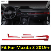 Central Control Dashboard แผงกรอบ Strip Decor สำหรับ Mazda 3 2019 - 2022 ABS คาร์บอนไฟเบอร์สีแดงอุปกรณ์เสริมภายใน