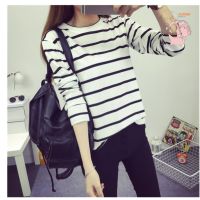 clothes fashion แฟชั่นใหม่เสื้อยืดเสื้อแขนยาวลายทางWhite/BLACK