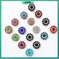 QIANW 10PCS 14mm ก้นเหล็ก เครื่องประดับหมวก รูปดอกไม้ ปุ่ม พลอยเทียม ตกแต่งเสื้อผ้า หินแก้วคริสตัล