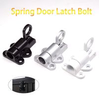 1pcs Aluminum Alloy Door Latch Bolt+ 4 Screws Window Gate Safety Pull Ring Spring Bounce Security Home Sliding Latch Hasp Lock Door Hardware Locks Met