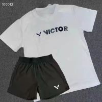 Victor Badminton Suits Choose Lightweight Breathable VV Quick-Drying Short-Sleeved Summer Casual Wear Shorts For Men And Women Clothes