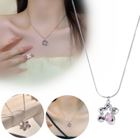 Simple Versatile Clavicle Chain Womens Necklace Advanced Sense Pendant Sweet Pink Diamond Necklace Y2K Lucky Starfish Pendant