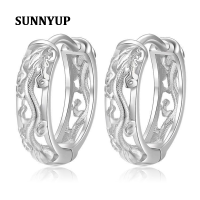 SUNNYUP Silver Punk Dragons Stud Earrings Male Retro National Style Earrings Men S Hoop Earrings