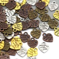 Metal Handmade Labels Heart Shape Hand Made With Love Tags Silver Gold Bronze Alloy Charm Tags For Clothing Garment Accessories Stickers Labels