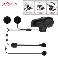 Maxto M2กันน้ำ Universal Pairing 6 Riders 1000M รถจักรยานยนต์ Bluetooth 5.0 FM หมวกกันน็อก Casco เฮดเซ็ตอินเตอร์คอม Interphones ที่มีลวดแข็งอ่อน