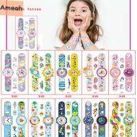 AMEAH ของขวัญเด็กผู้หญิงน่ารัก10ชิ้นดีคอลตกแต่งหน้ารอยสักปลอมของเล่นเด็กการ์ตูน Paster นาฬิกา Desin สติกเกอร์รอยสักชั่วคราวสติกเกอร์รอยสักเด็ก