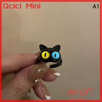 Qcici แหวนมอนสเตอร์สีเขียวน่ารักสำหรับแฟชั่นสำหรับผู้หญิงเครื่องประดับนิ้วมือเปิดแมวปรับได้แหวนคู่แต่งงาน