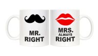 Mr Right and Mrs Always Right Wife Husband Boyfriend Girlfriend Coffee Mugs Cups Home Decal Porcelain Tea Cups Milk Beer