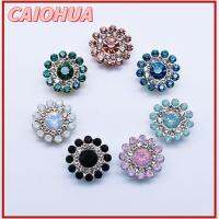 CAIOHUA 10PCS 14mm ก้นเหล็ก เครื่องประดับหมวก รูปดอกไม้ หินแก้วคริสตัล ตกแต่งเสื้อผ้า พลอยเทียม ปุ่ม