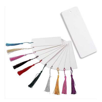 48 Pcs Paper Bookmarks Blank Cardstock Book Marks with Colorful Tassels for DIY Gifts Tags Make Your Own Bookmark