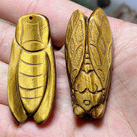 Healing คุณภาพสูง Natural Golden Obsidian Cicada แกะสลักคริสตัลตกแต่งบ้าน Animal Room Decor