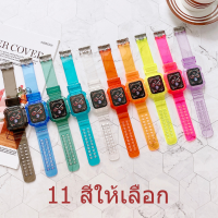 สายนาฬิกาข้อมือ ซิลิโคนนิ่ม แบบใส สําหรับ iWatch Series 8 7 6 SE 5 4 3 2 1 ขนาด 41 มม. 45 มม. 40 มม. 44 มม. 42 มม. 38 มม