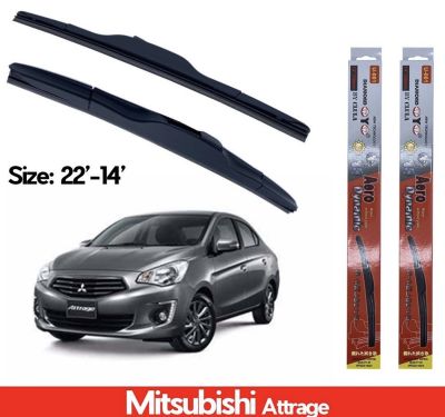 ใบปัดน้ำฝน ที่ปัดน้ำฝน ซิลิโคน ตรงรุ่น Mitsubishi Attrage ไซส์ 14-22" ยี่ห้อ Diamond กล่องแดง(ราคาต่อคู่)