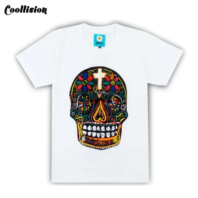 #Coollision เสื้อยืดสกรีนลาย น้าผียิ้ม เสื้อสกรีนหัวกะโหลกเม็กซิโก unisex