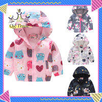 【จัดส่งที่รวดเร็ว✨】Boys Girls Jacket Varied Fashion Cartoon Printing Pattern Long-sleeved Elastic Cuffs Zipper Placket Baby Windproof Hoodie Coat