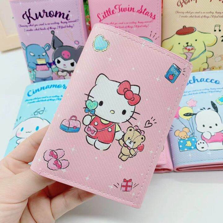 ใหม่-กระเป๋าสตางค์หนัง-ใบสั้น-ลายการ์ตูน-sanrio-hello-kitty-mymelody-littletwinstars-cinnamon-pochacco-kuromi-น่ารัก-สําหรับเด็ก