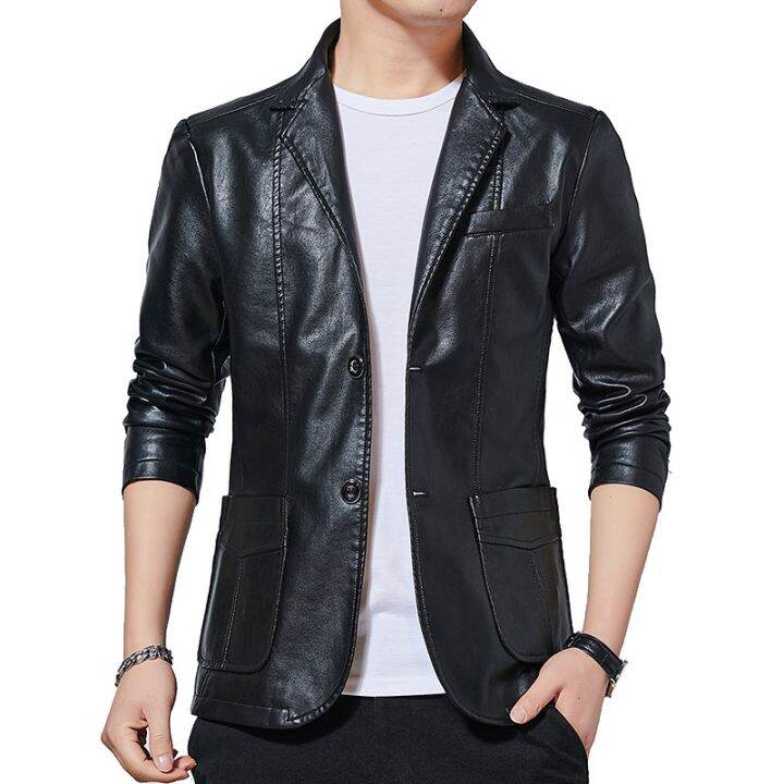 cod-leather-mens-spring-and-autumn-korean-style-trendy-slim-handsome-suit-jacket-flight-motorcycle-leather