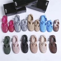 ❈卍► 2023 Spot Melisa Womens Shoes Woven Hollow Wear Retro Roman Matte Sandals Parent-child Shoes with Box