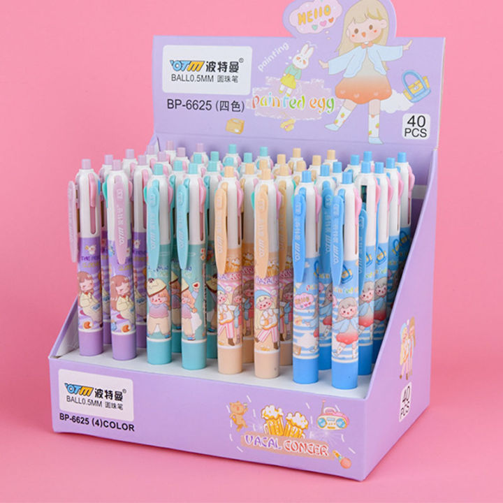 40-pcslot-cartoon-girl-boy-4-colors-ballpoint-pen-cute-press-roller-ball-pens-school-office-writing-supplies-stationery-gift