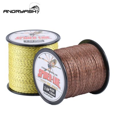 （A Decent035）Angryfish 8 Strands 300m PE Braided Fishing Line Camouflag Yellow and Brown 18LB 70LB