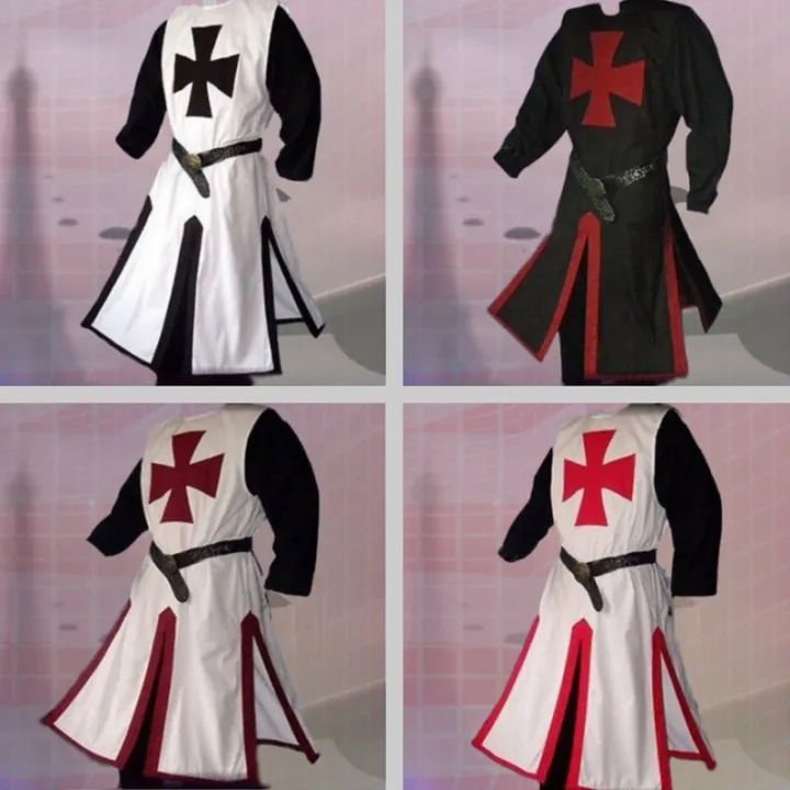 Plus Size Men Medieval Cosplay Robes Templar Knight Crusader Surcoat ...