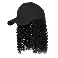 SHANGZI short Baseball Cap Wig Synthetic long Afro Kinky Curly Wigs Hat Wig Natural Black Auburn Hiar Cap With Hair For Women