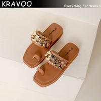 สไตล์ใหม่ KRAVOO รองเท้าแพลตฟอร์ม Wedges ผู้หญิงรองเท้าแตะทองสำหรับผู้หญิงโซ่รองเท้าแตะ Y2K ผู้หญิงรองเท้าแตะกลางแจ้งรองเท้าเดินชายหาดฤดูร้อน2023
