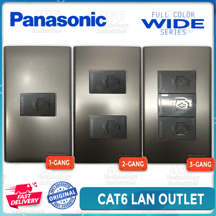 PANASONIC Wide Series CAT6 LAN Outlet WEG24886H Metallic Gray 1, 2, 3 ...