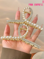 Pink Empress Pearl Rhinestone Catch Shark Clip Net Red 2023 New Hairpin High-end Hairpin Headwear