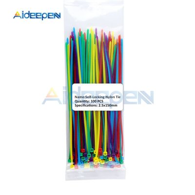 100Pcs/lot 2.5x150mm Plastic Non-slip Wire Zip Ties Set 150mm Self-locking Nylon Durable Cable Ties UL Certified 12 Color