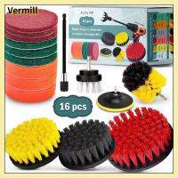 VERMILL 16pcs พลาสติกทำจากพลาสติก สิ่งที่แนบมากับแปรงเจาะ ทำความสะอาดได้ทุกวัตถุประสงค์ ฟองน้ำเสริมฟองน้ำ ชุดทำความสะอาด รถสำหรับรถ