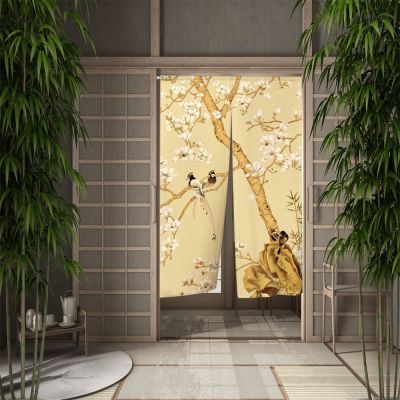 【HOT】∏❁ Chinese Birds Door Curtain Noren Doorway Curtains Ink Painting Print Partition