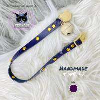 ปลอกคอแมว นิรภัย  8 - 10 นิ้ว รุ่น Purple Hand Made สายหนัง สำหรับแมวเหมียว Safety Collar CAT by คุณย่าผู้รักษ์โลก