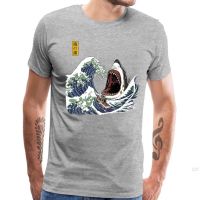 Crazy Shark Tops Tees Men Great Wave Teeth Of Sea T Shirt Summer Fall High Quality Short Sleeve 100% Cotton O Neck Mens Tshirt