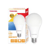 (ซื้อ1 แถม 1) TOSHIBA LED BULB A70 15 วัตต์ WARMWHITE E27 สีเหลือง หลอดไฟ มาตรฐาน มอก.