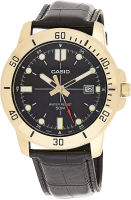 Casio MTP-VD01GL-1EV Mens Enticer Gold Tone Leather Band Black Dial Casual Analog Sporty Watch