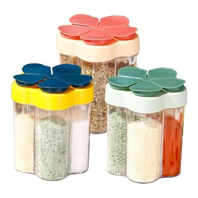 5 In 1 Multifunctional Flap Seasoning Container Seasoning Jar Spice Bottle Sealed Lid Kitchen Spice Tank Rack Kitchen Spice Rack
