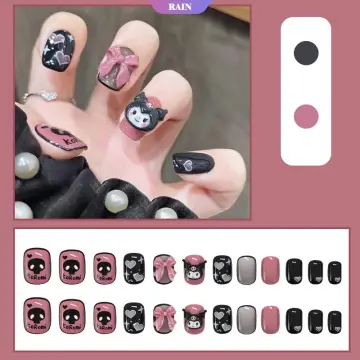 Sanrioed False Nail Y2k Kuromi Anime Accessori Kawaii Cinnamoroll My Melody  Fake Nails Design Sticker Tips Manicure Girls Gift