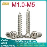 50/ 100/ 200/ 500pcs Nickel-Plated Carbon Steel  Cross Round Head Self Tapping Screws M1 M1.2 M1.4 M1.7 M2 M2.3 M2.6 M3 M4 M5 Nails Screws  Fasteners