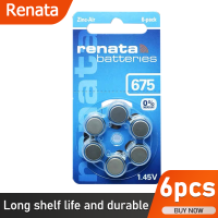 (มีในสต็อก) จัดส่งฟรี6-12ชิ้น Renata 675 PR44 1.45โวลต์สังกะสีอากาศเครื่องช่วยฟังแบตเตอรี่ปุ่มเซลล์เหรียญ **