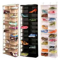 26Pockets PVC Anti-dust Shoe Rack Folding Waterproof Toolless Mounting Shoe Storage Organizer Holder Hook Hanging on Door Closet