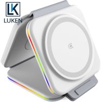 Luken 3 in 1 ที่ชาร์จไร้สาย แบบแม่เหล็ก สําหรับ iP12 13 Pro Max Airp Watch Desktop Wireless Charger