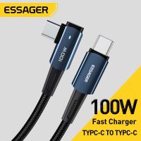 [ขายดี] Essager USB C ถึง Type C สายเคเบิล PD100W 60W ที่ชาร์จความเร็วสูงสายสายชาร์จ90องศาสำหรับ Macbook iPad Xiaomi Samsung Huawei