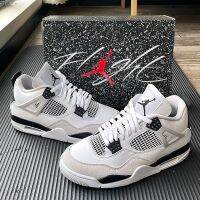 รองเท้าบาสเก็ตบอล AJ4ซีเมนต์ขาวสำหรับนักเรียนชาย,รองเท้ากีฬาแฟชั่นอินเทรนด์น้ำหนักเบาดูดซับแรงกระแทกเข้ากับทุกชุด