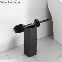 Square Round Space Aluminum Toilet Brush Floor-standing with Base Soft Fur Cleaning Brushes Bathroom Accessories Clean Tool