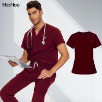 nursing Uniform Doctor Workwear V-neck Scrub Shirts Unisex Medical Uniform Hospital Medical Workwear Clothes Groomer Tops Unisex